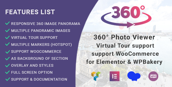 360° Photo Viewer (Virtual Tour) for Elementor, Gutenberg and WPBakery