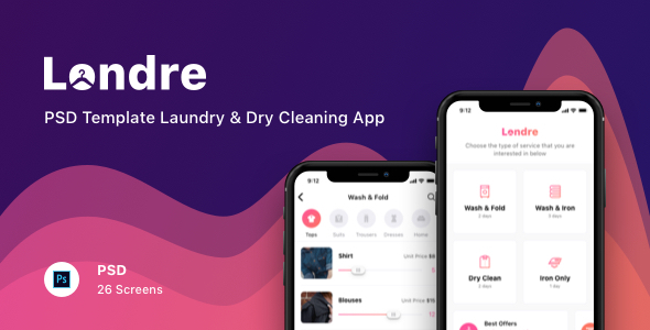 Londre - PSD Template Laundry & Dry Cleaning App