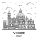 Outline Venice Italy City Skyline with Historic Buildings Isolated on White. - GraphicRiver Item for Sale