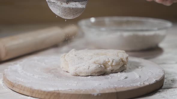 Female Hands Kneading Dough for Pastries, Making Pastries, Close Up of Female Hands at Work