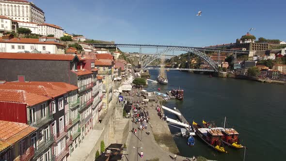 Tourists in Ribeira. Porto, Portugal