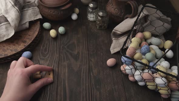 Man put word Easter on table