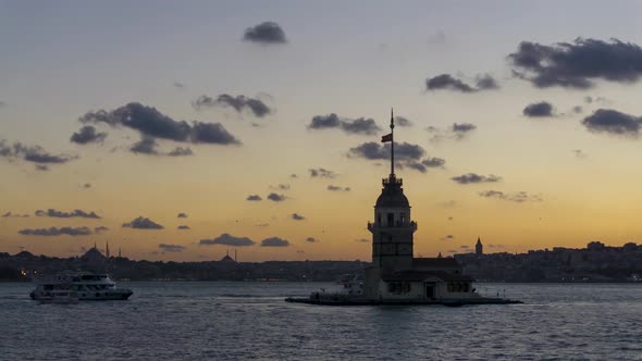 Maiden Tower in evening timelapse