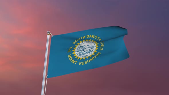Flag Of South Dakota Waving 4k