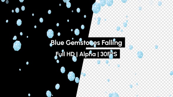 Blue Crystals Precious Gemstones Diamonds Falling with Alpha