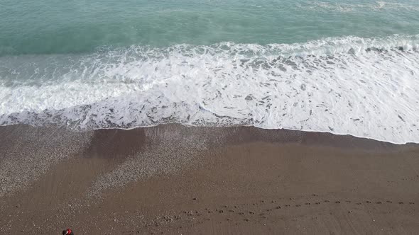 Aerial View Sea Near Coast  Closeup Coastal Seascape