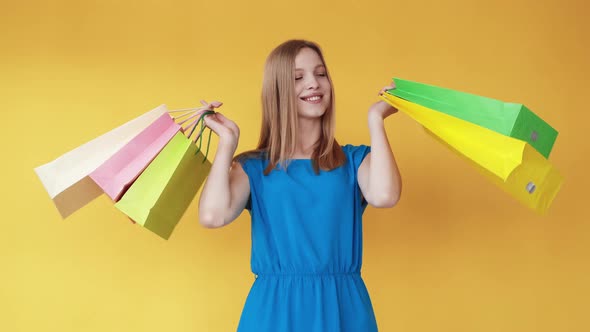 Shopping Model Big Sale Happy Girl Bags Gif Loop