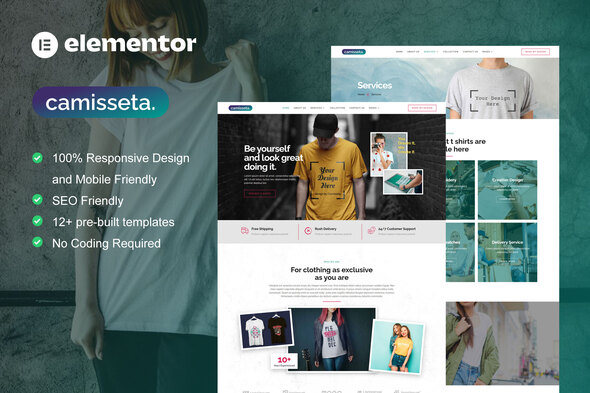 Camisetta - T Shirt Design & Printing Service Elementor Pro Template Kit