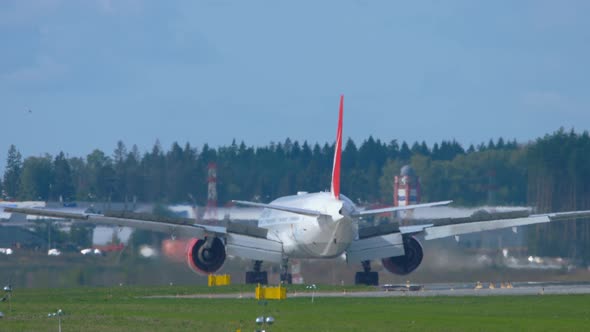 Wide Body Airliner Decelerating After Landing