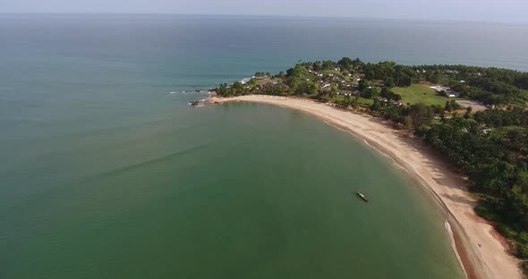 Aerial view of the coastline of Mermaids Bay in San Pedro Ivory Coast in Southwest Africa showing th