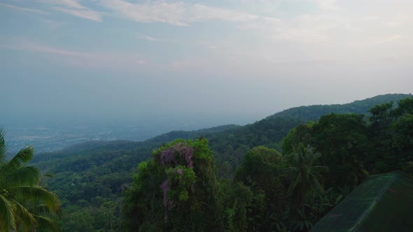 4K Cinematic landscape footage of the city of Chiang Mai, North Thailand from the top of Doi Suthep