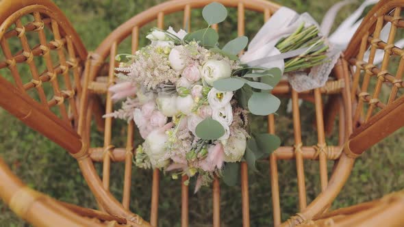 Beautiful Wedding Bouquet on the Chair