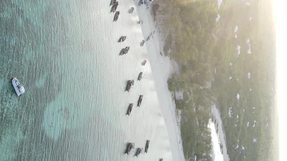 Zanzibar Tanzania  Vertical Video of the Ocean Near the Coast Slow Motion