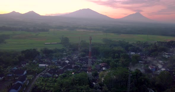 cellular antenna in the middle of the countryside with view of four mountains (telomoyo, andong, mer