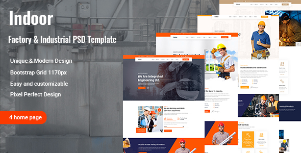 Indoor-Factory | Industry website PSD template