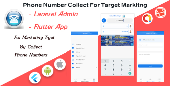 Viral Phone Numbers Collect - Flutter App and Laravel Admin Panel