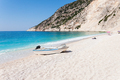 Boat on the Myrtos beach, Kefalonia - PhotoDune Item for Sale