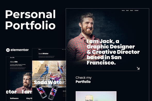 Jack.Dir - Personal Design Portfolio  Elementor Template Kit