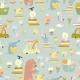 Seamless Pattern with Cute Cartoon Animals Reading - GraphicRiver Item for Sale