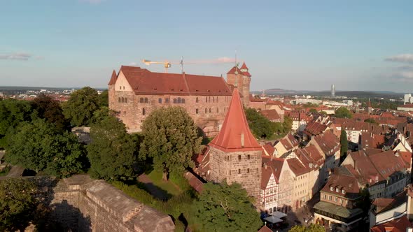 Nuremberg Cityscape Aerial View From City Castle on a Beautiful Sunset