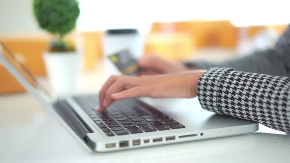 Young asian woman use laptop