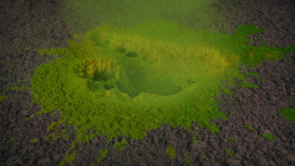 Smoking Hole In The Ground With Green Acid