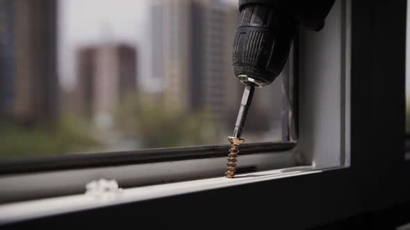 screwdriver screws screw, installation of window frame