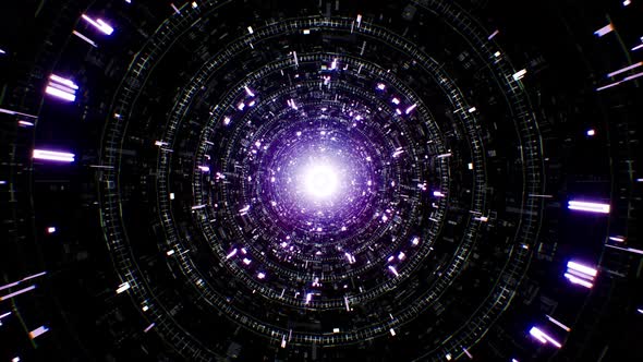 Purple Sci fi Light Particles Tunnel Loop 4K