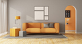 Modern gray and orange living room - PhotoDune Item for Sale