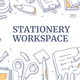 Stationery Workspace Flat Lay Doodle - GraphicRiver Item for Sale