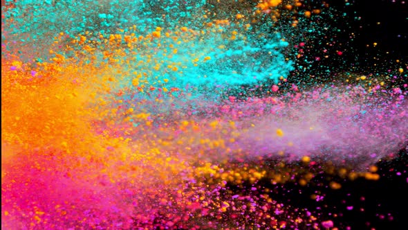 Super Slow Motion Shot of Color Powder Explosion Isolated on Black Background at 1000Fps