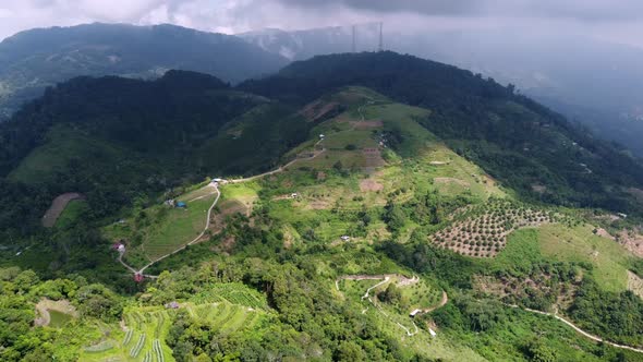 Aerial view farmer plantation near hill area at Paya Terubong