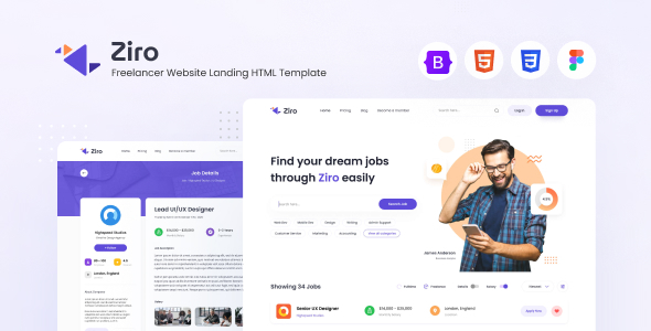 Ziro - Freelancer Directory Website HTML Template