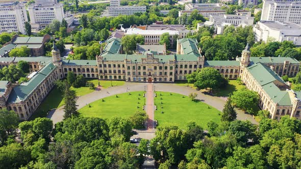 Flying Over the Igor Sikorsky Kiev Polytechnic Institute (KPI). Aerial Footage