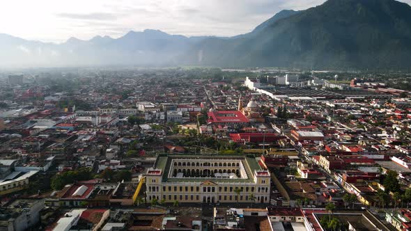 Frontal view of Orizaba municipal palace and beer factory
