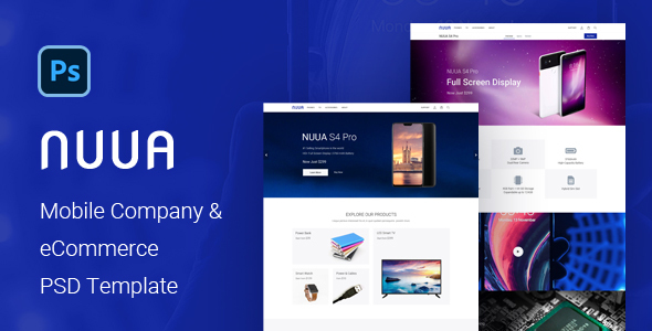 NUUA - Mobile Company and eCommerce PSD Template