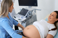 Doctor measuring tummy of pregnant woman - PhotoDune Item for Sale