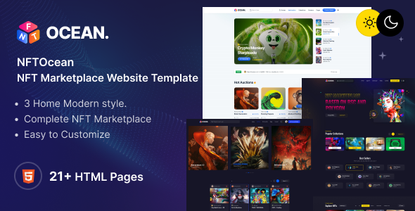 NFTOcean - NFT Marketplace Website Template + Light & Dark