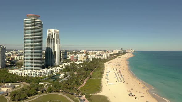 Aerial Reveal Miami Beach South Pointe Park January 2021