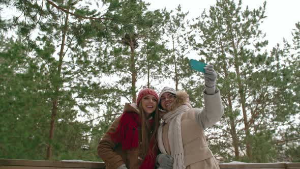 Girls Taking Winter Selfie