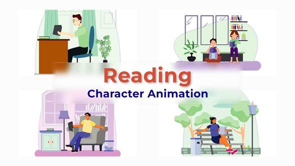 Reading Character Explainer Animation Scene