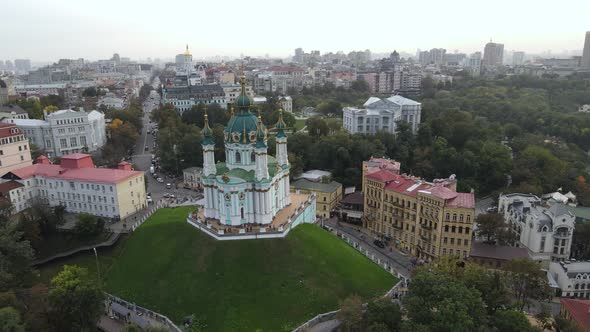 St. Andrew's Church in Kyiv. Ukrane. Slow Motion, Kiev