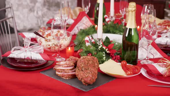 Traditional Delicious Food on the Table for Christmas Celebration with Family