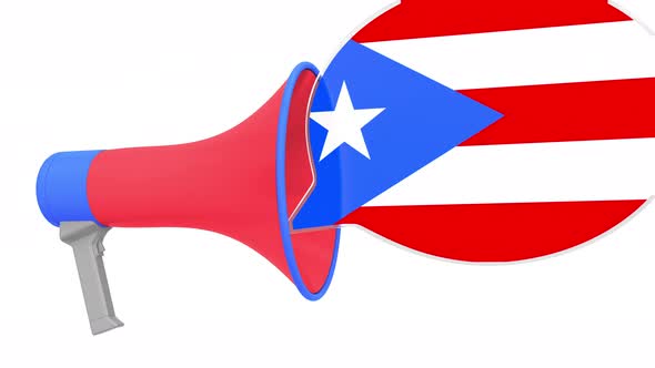 Megaphone and Flag of Puerto Rico on the Speech Bubble