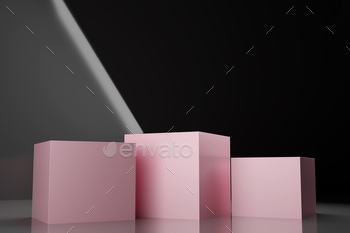 black background. Platforms for presentation of products and cosmetics. Concept of the beauty industry. 3d render
