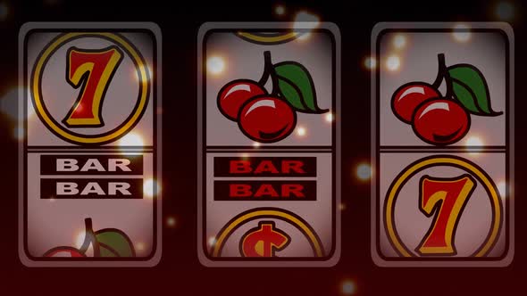 Slot machine winning animation surounded by bokeh effect alt