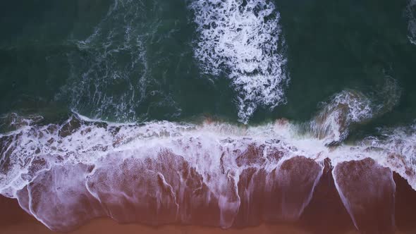 Sea summer Beautiful waves Foaming and Splashing on the beach sand. Ocean sea. Beautiful waves