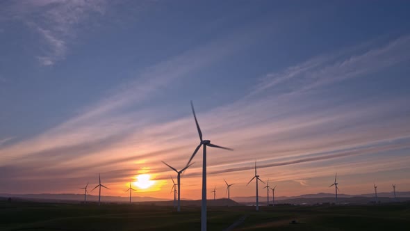 Wind Farm In The Sunset