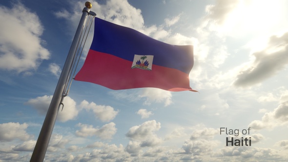 Haiti Flag on a Flagpole