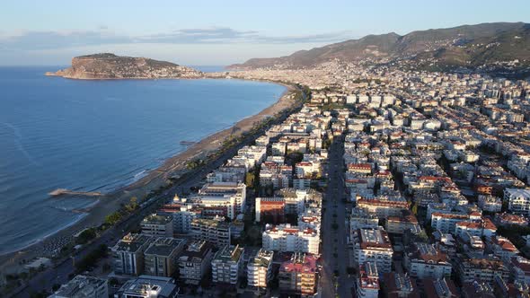 Aerial View Alanya Turkey  Resort Town Seashore